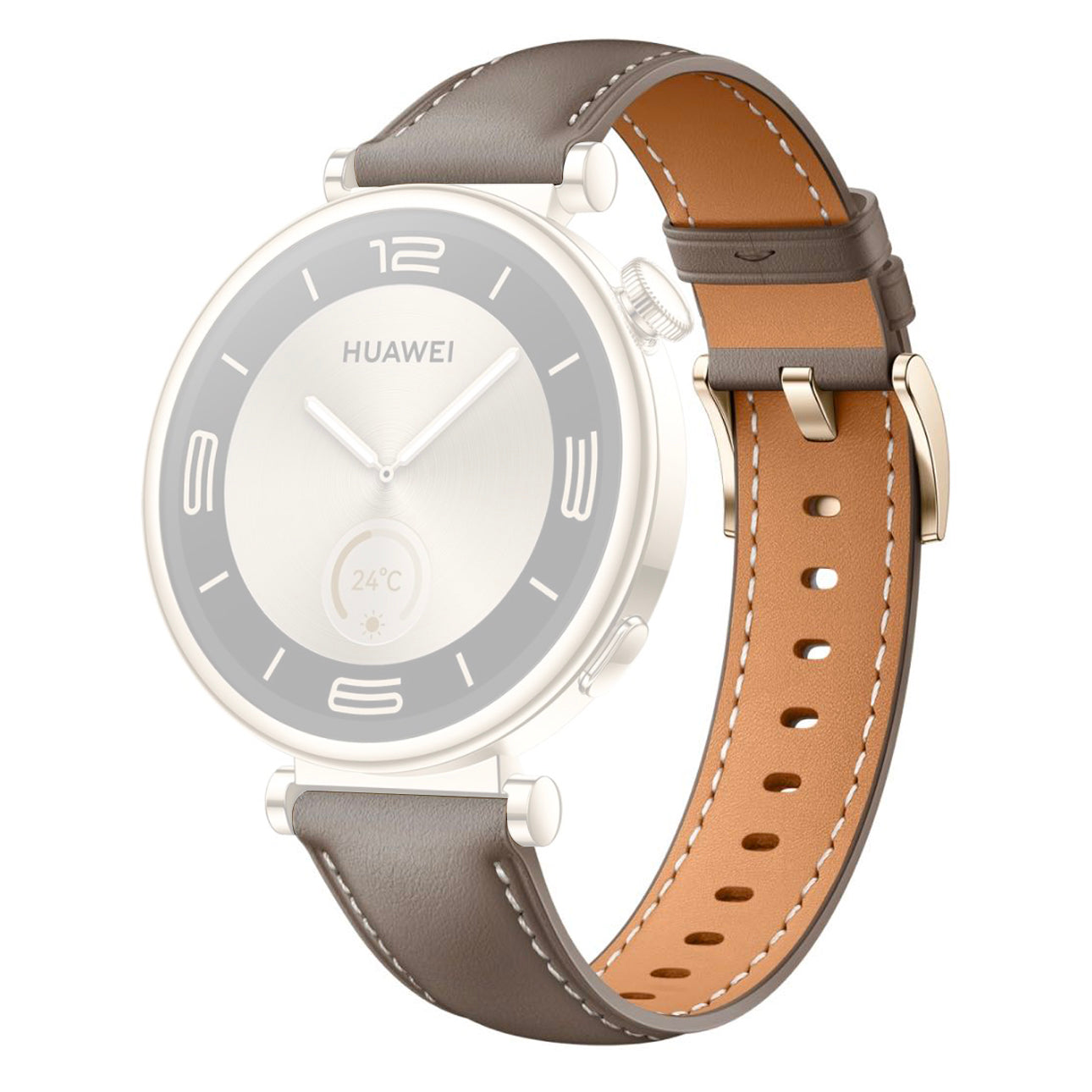 For Huawei Watch GT 4 41mm / Garmin Venu 3S 18mm Watch Band Genuine Cow Leather Wrist Strap - White For Huawei Watch GT 4 41mm / Garmin Venu 3S 18mm Watch Band Genuine Cow Leather Wrist Strap - White